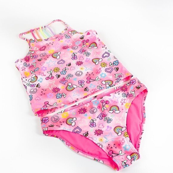 Children's Place Pink Two Piece Girl's Swimsuit - Size XL 14 - Picture 1 of 7